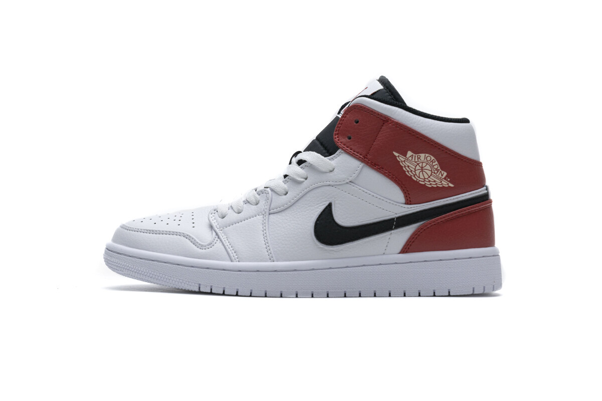 Air Jordan 1 Mid White Black Gym Red 554724-116