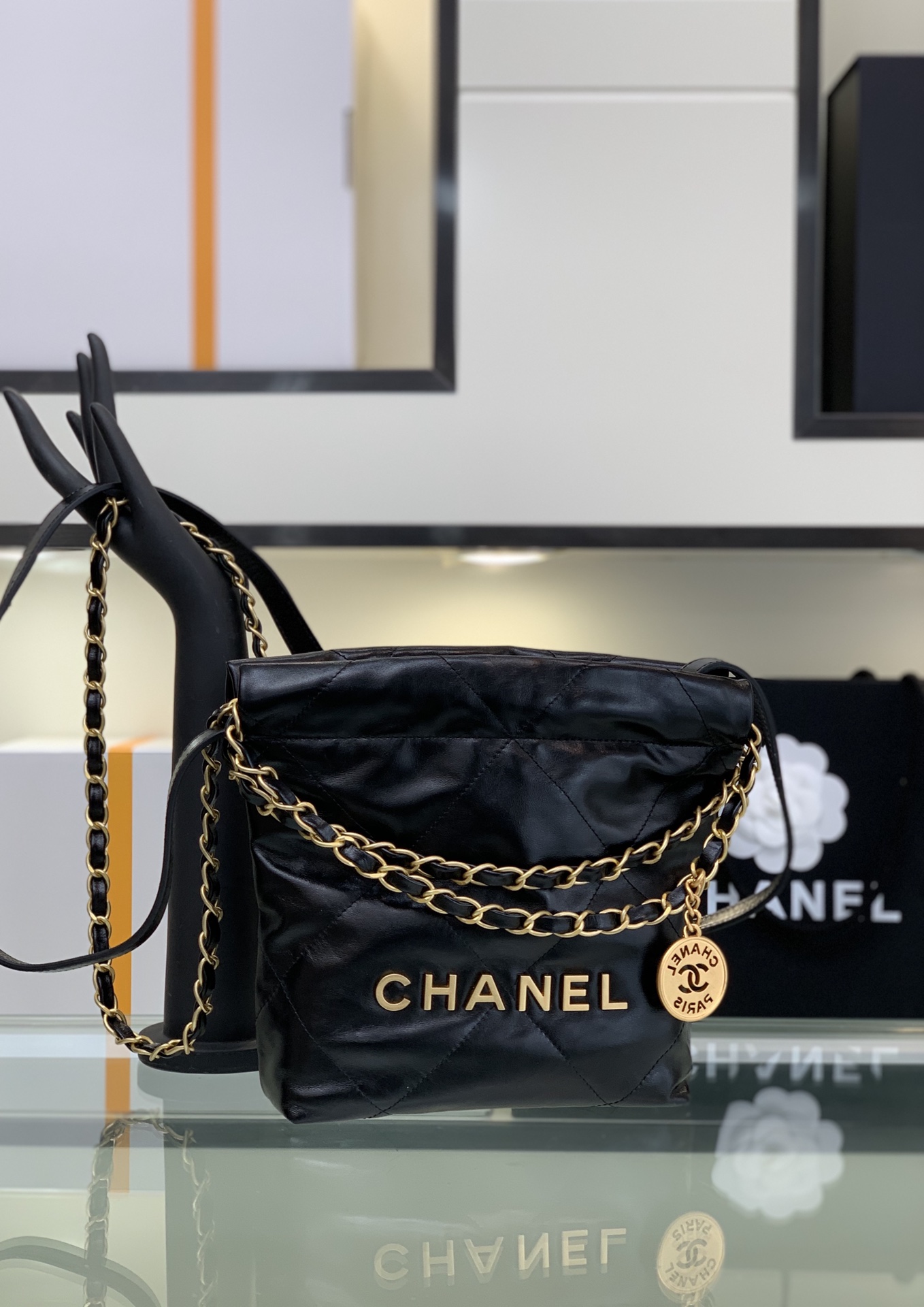 Chanel 22 Handbag 22S Calfskin Black