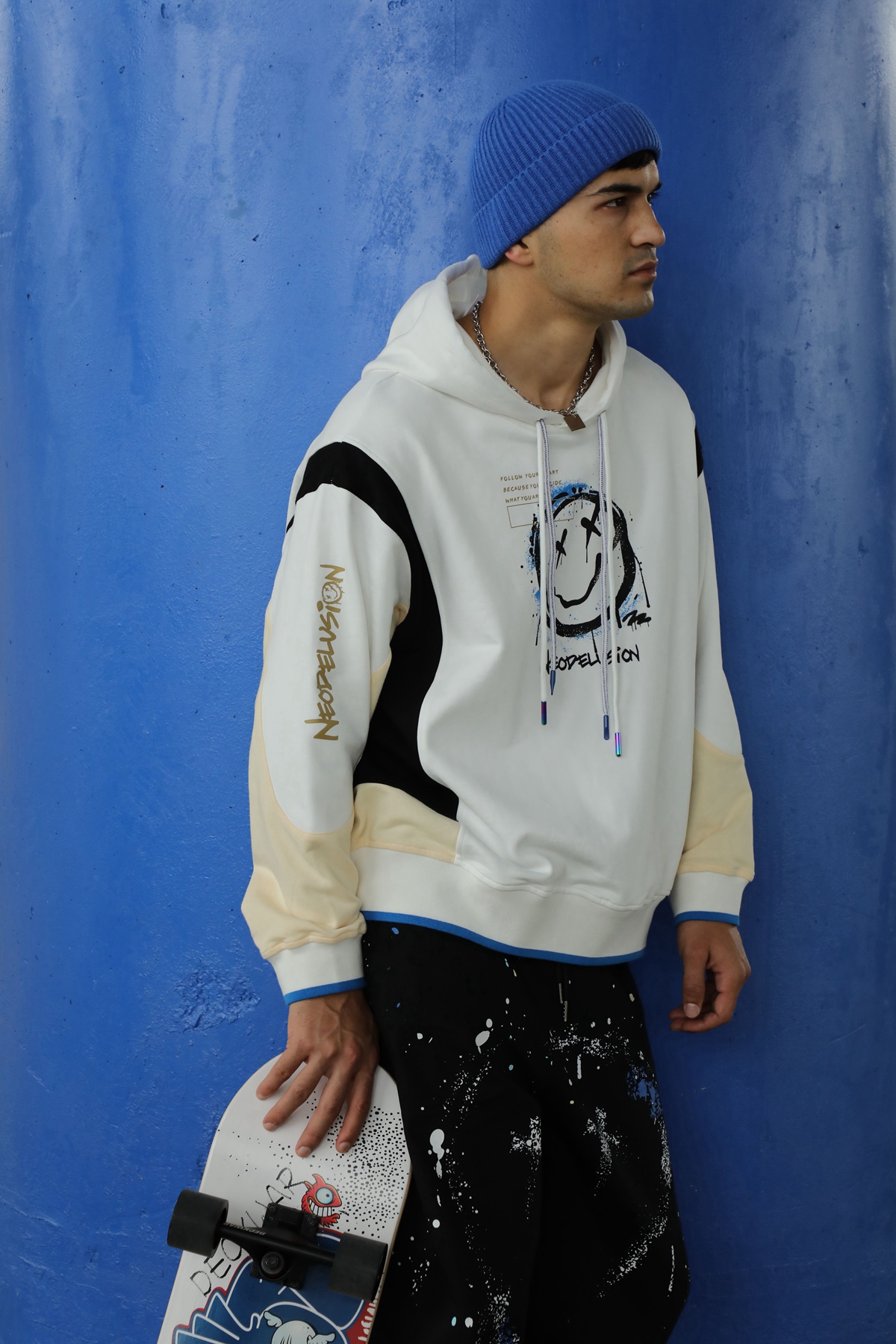 Neodelusion Full Sleeve Comfortable Pullover Hoodies white yellow,Apparel : Sneakers Online - Buy Sneakers for Men & Women, Sneakers Online - Buy Sneakers for Men & Women