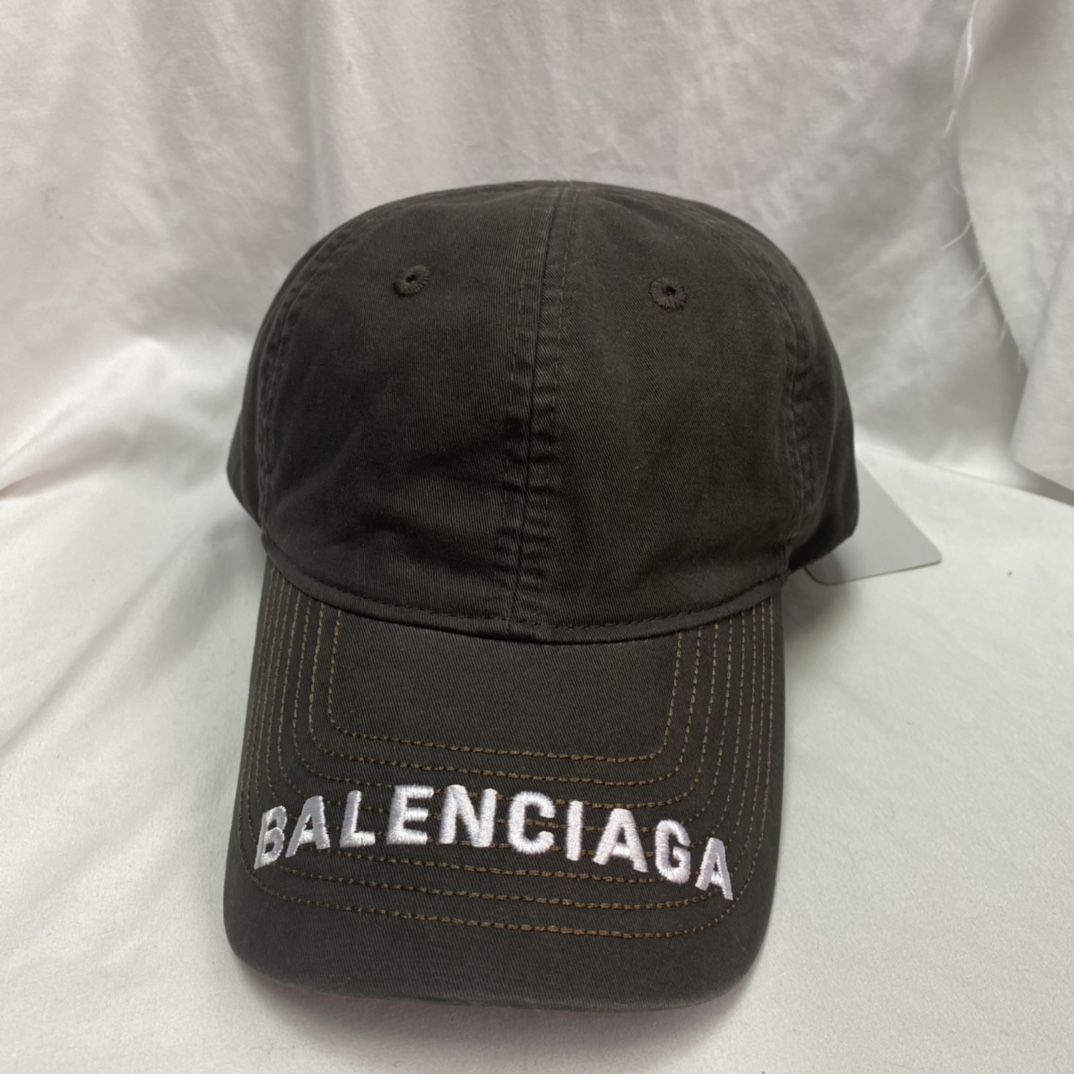 Balenciaga Cotton Twill Baseball Hat chocolate