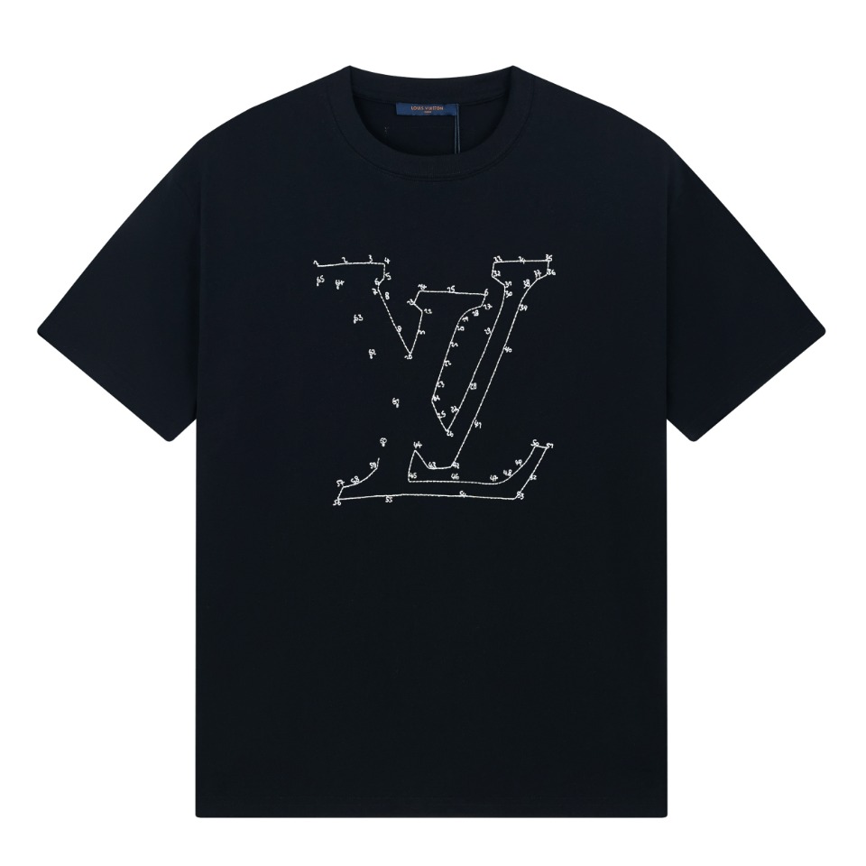 Louis Vuitton LV Stitch Print Embroidered T-shirt Black,Bags&Apparel : Sneakers Online - Buy Sneakers for Men & Women, Sneakers Online - Buy Sneakers for Men & Women