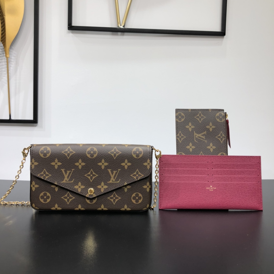 Louis Vuitton Pochette Felicie Monogram Fuchsia Lining