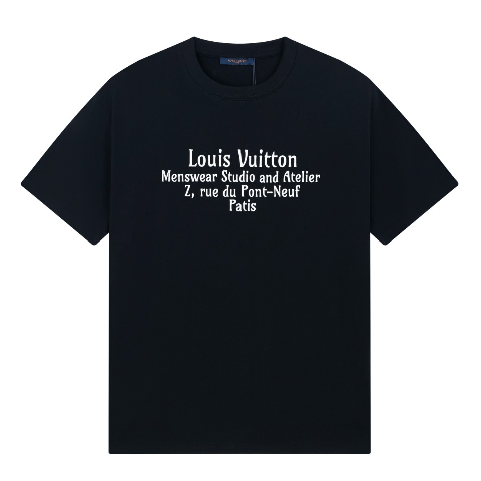 Louis Vuitton Crewneck Letter Printed T-shirt Black