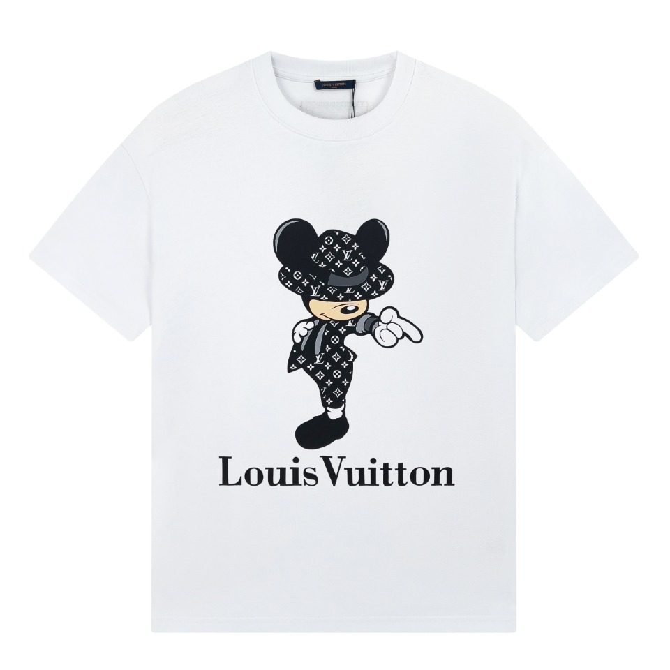 Louis Vuitton Cartoon Mickey Printed T-shirt White