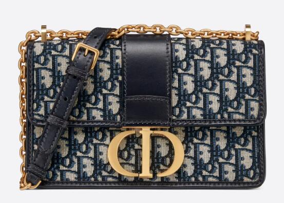 Dior 30 Montaigne Chain Bag Dior Oblique Jacquard Blue