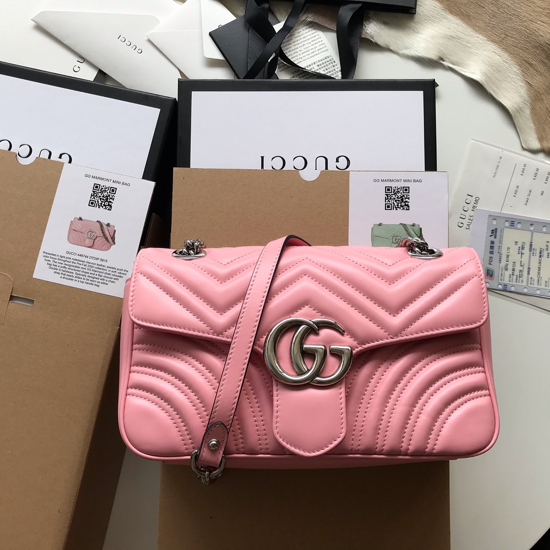 Gucci Marmont Shoulder Bag GG Small Pastel Pink