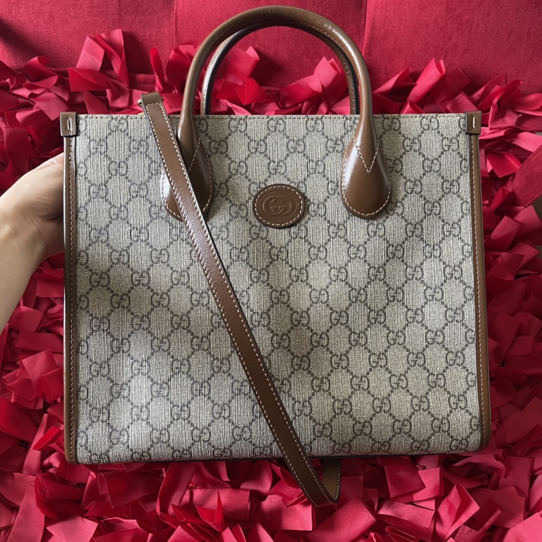 Gucci GG Small Tote Bag Beige Ebony