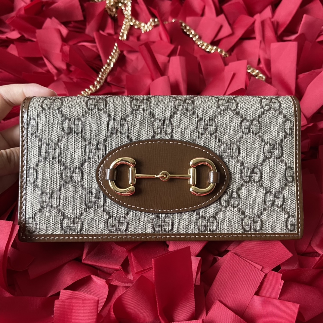 Gucci Horsebit 1955 Wallet with chain Small GG Monogram