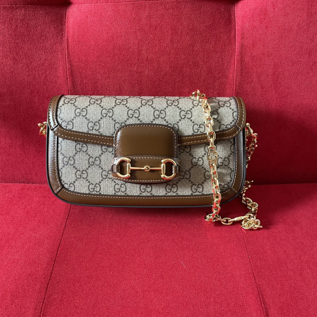 GUCCI Horsebit 1955 Shoulder Bag Beige ebony