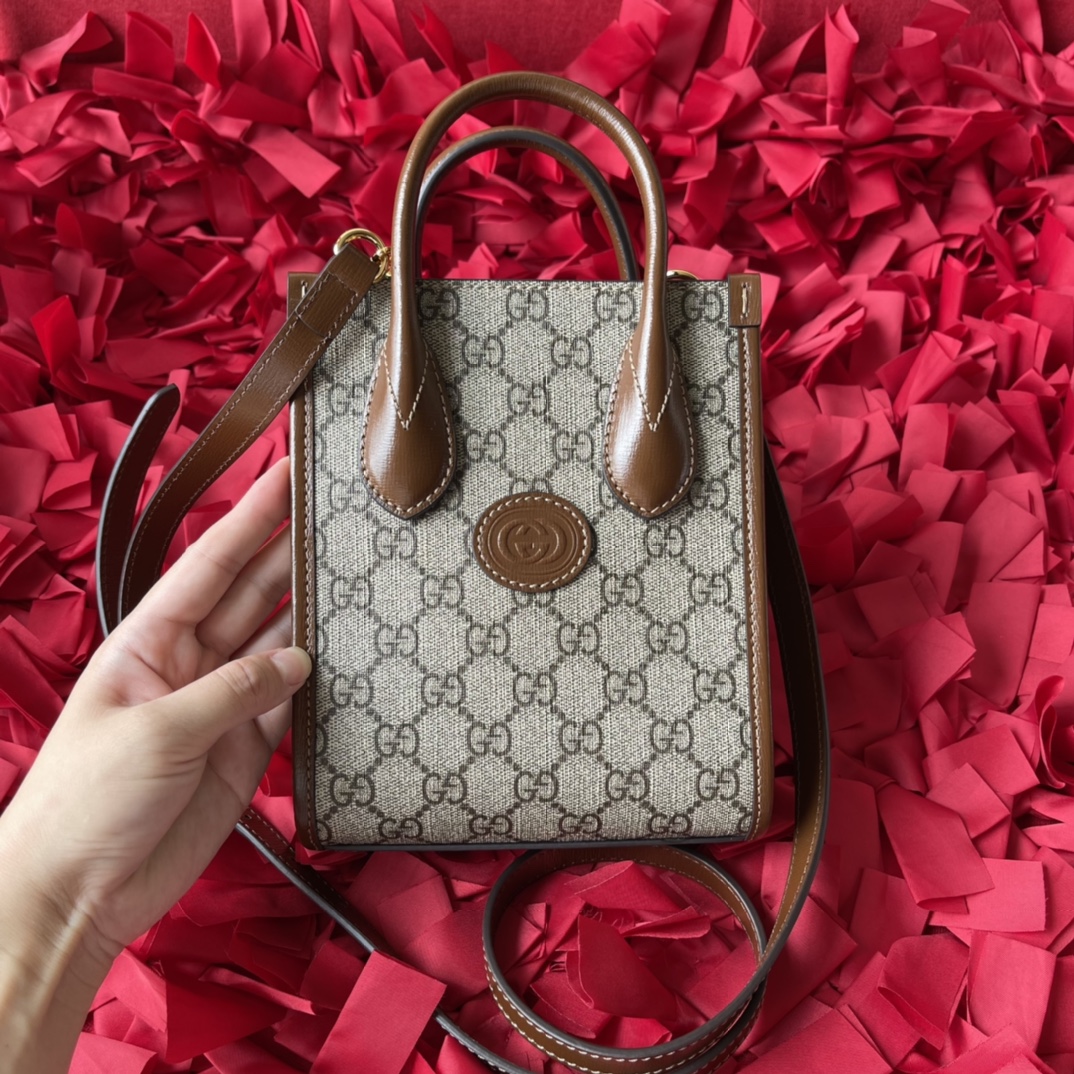 Gucci Mini Tote Bag with Interlocking G Beige Ebony