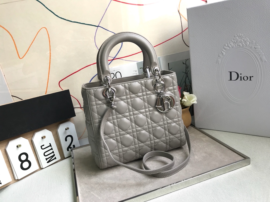 Lady Dior Gray Cannage Embroidery