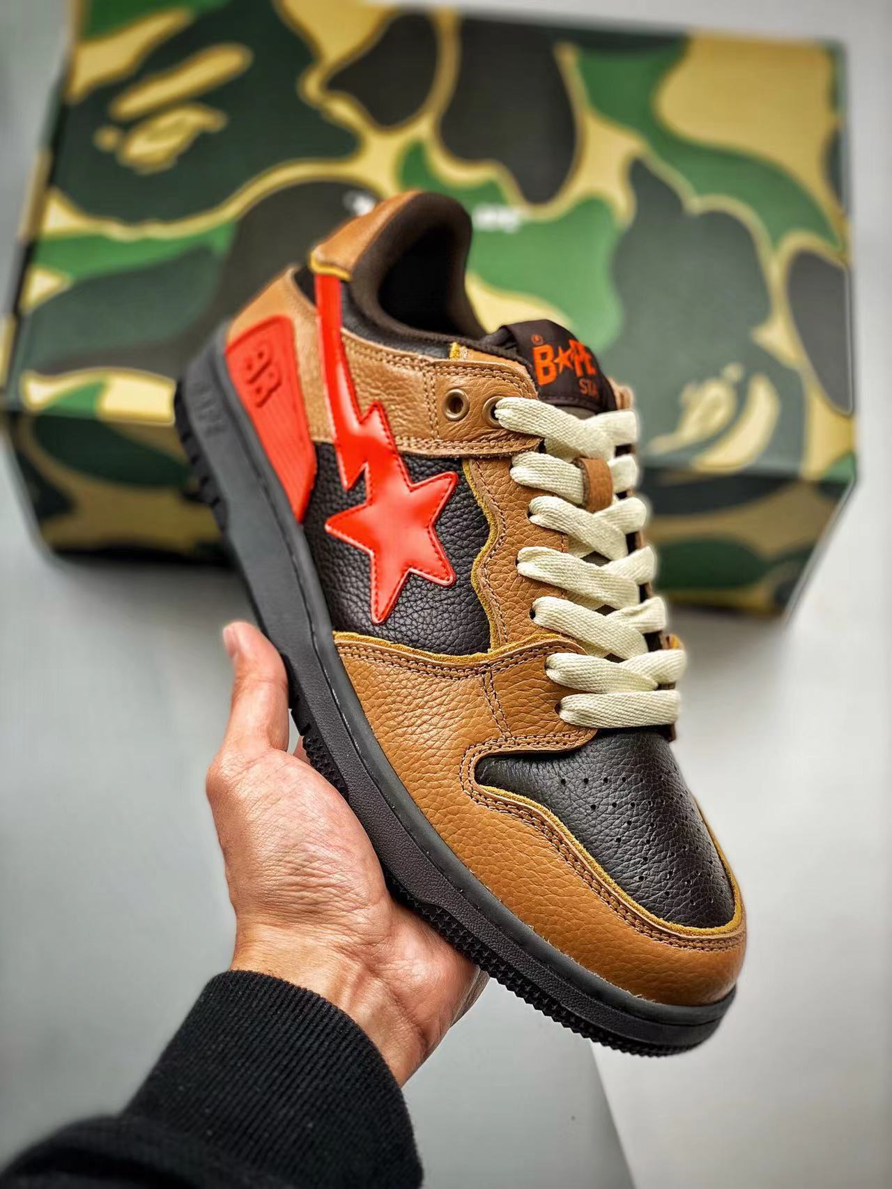 A Bathing Ape Bape SK8 Sta Brown Orange