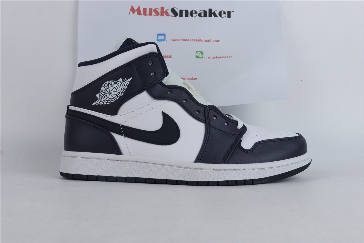 Air Jordan 1 Mid White Metallic Gold Obsidian