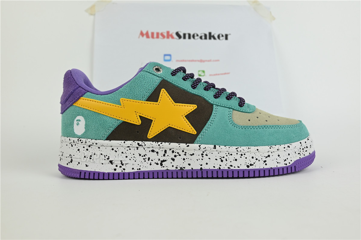 A Bathing Ape Bape Sta Teal Brown Yellow Suede