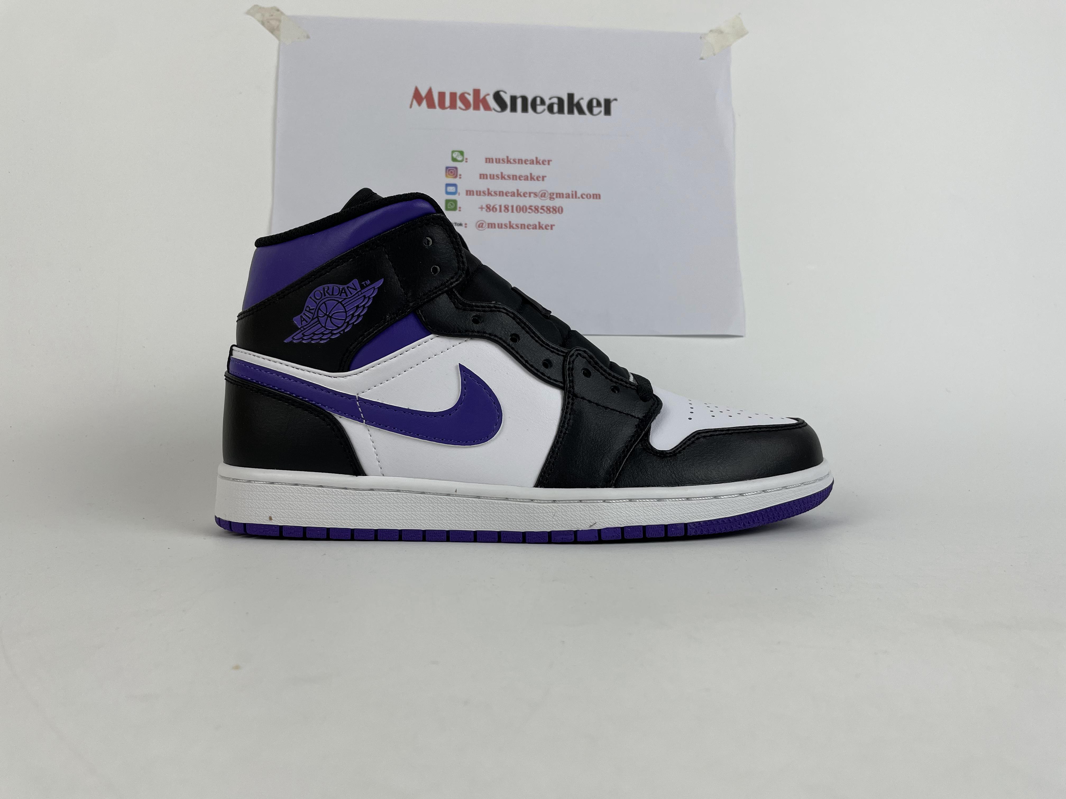 Air Jordan 1 Mid White Black Purple