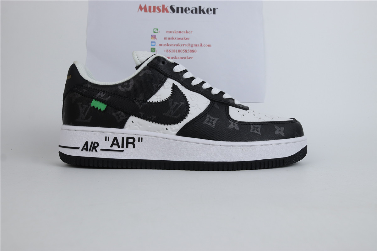 Louis Vuitton Nike Air Force 1 Low By Virgil Abloh blcak and white