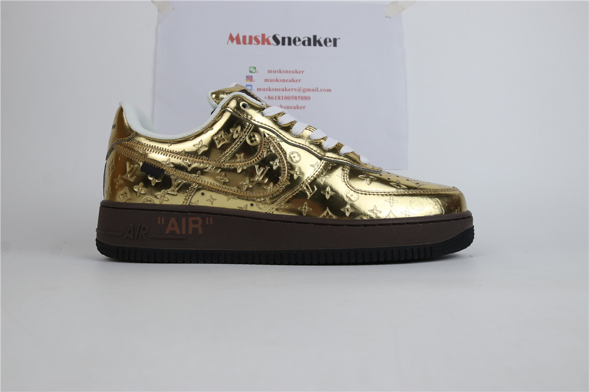 Louis Vuitton Nike Air Force 1 Low By Virgil Abloh Metallic Gold