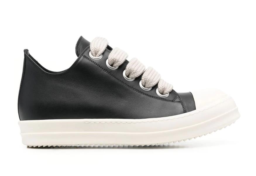 Rick Owens Black Jumbo Lace Low Sneakers