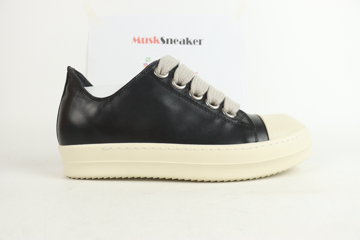 Rick Owens Black Jumbo Lace Low Sneakers