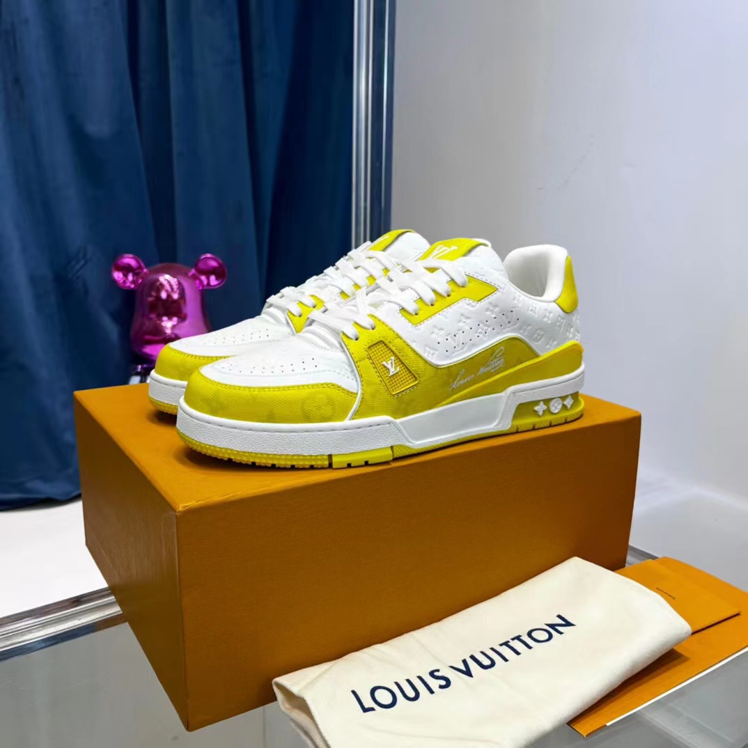 Louis Vuitton Trainer #54 Signature White Yellow,Specials : Sneakers Online - Buy Sneakers for Men & Women, Sneakers Online - Buy Sneakers for Men & Women