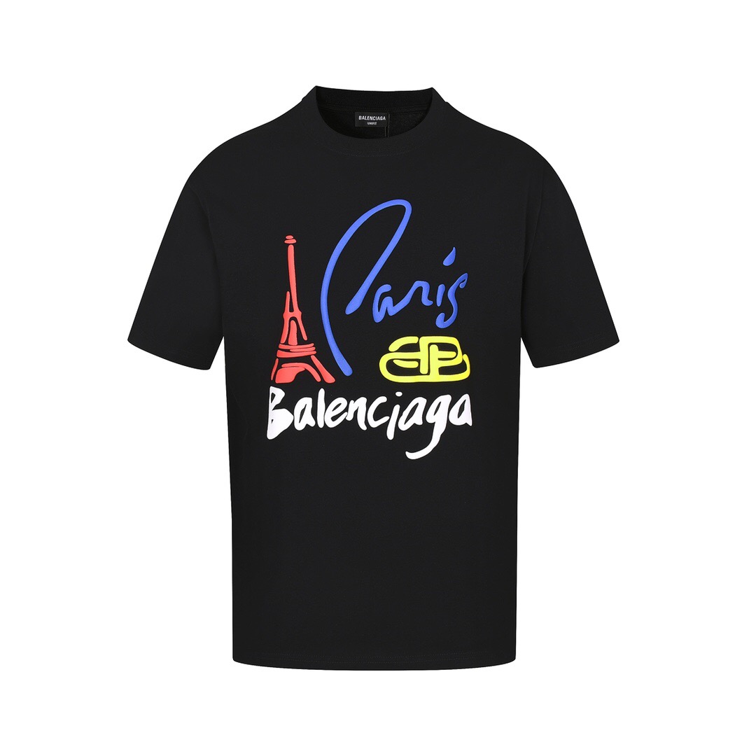 Balenciaga T-shirt Black Multicolor Pattern,Bags&Apparel : Sneakers Online - Buy Sneakers for Men & Women, Sneakers Online - Buy Sneakers for Men & Women