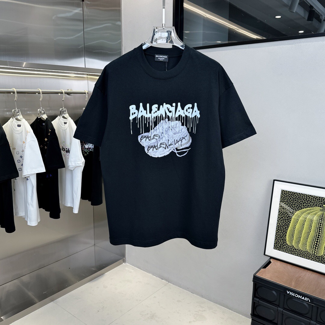 Balenciaga T-shirt Black White Graffiti,Apparel : Sneakers Online - Buy Sneakers for Men & Women, Sneakers Online - Buy Sneakers for Men & Women