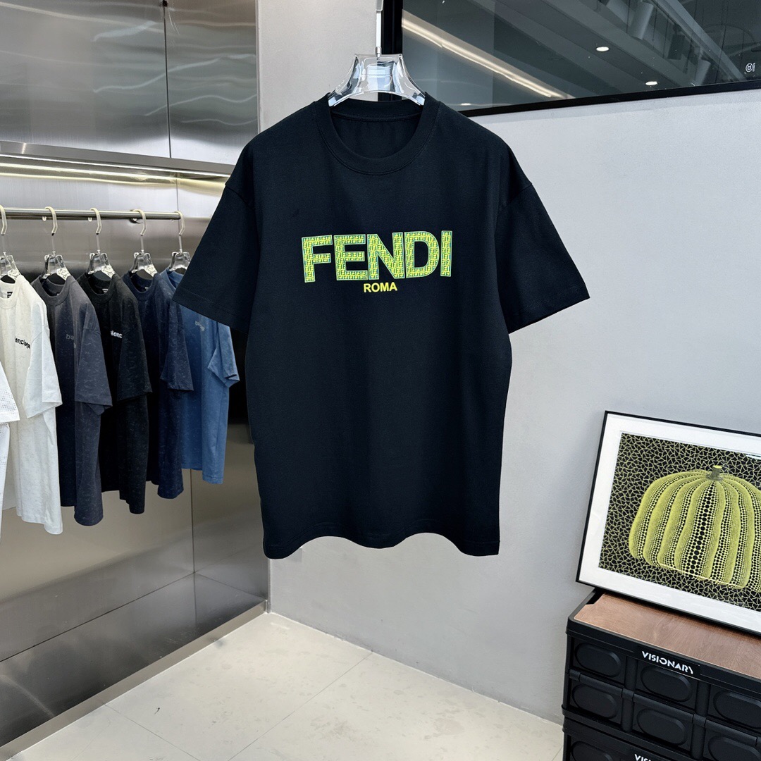 Fendi T-shirt Black Green-Letter