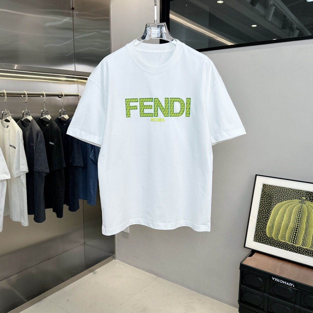 Fendi T-shirt White Green-Letter