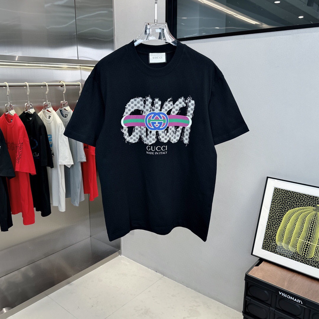 Gucci T-shirt Black Blue-Red LOGO