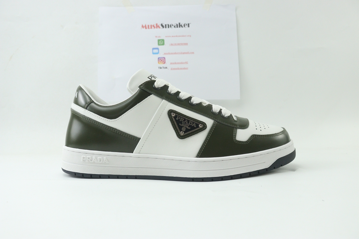 Prada Downtown leather sneakers White-Olive